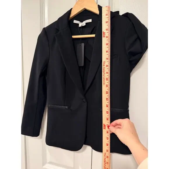 Veronica Beard 0 Core Schoolboy $645 Scuba Blazer Dickey Jacket Fitted Black NWT - Picture 10 of 16